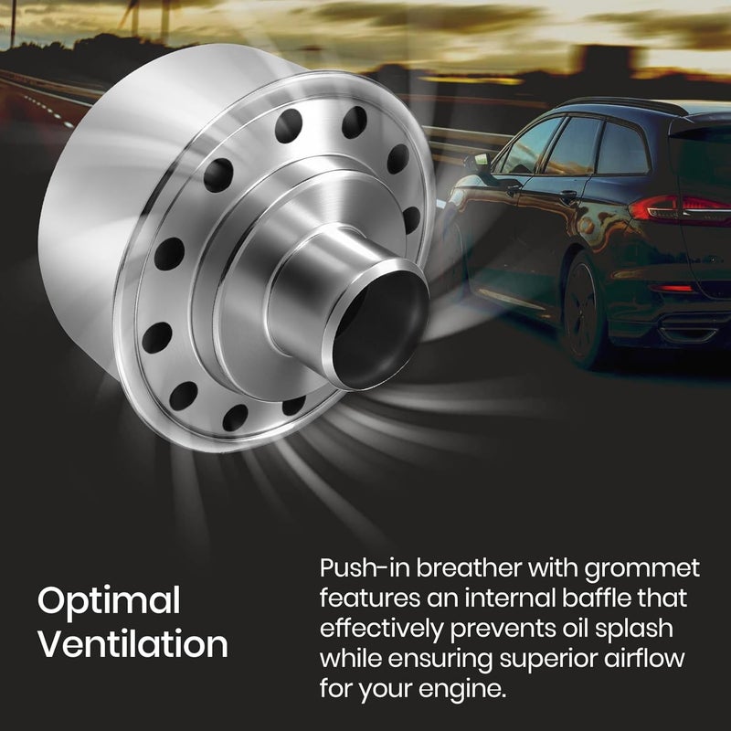 Calvana (2-Pack) Round Push-In Breather with 1” Tube for 1-1/4" Hole in Valve Cover, Includes Grommet, Compatible with Spectre 4276, Fits SBC, BBC, SBF, 327, 350, 302, 454, and 502 - Image 4